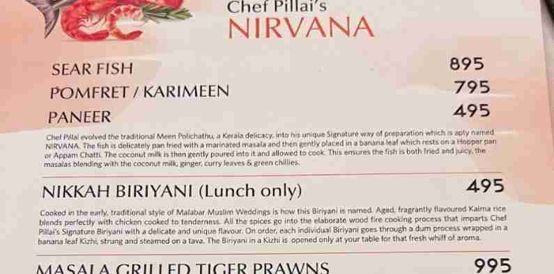 Chef pillai restaurant kerala menu