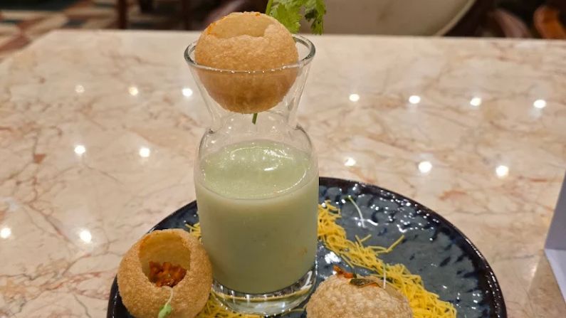 Sambharam Kadumanga Panipuri served at Chef Pillai Restaurant, Kochi – a unique fusion dish at restaurants in Kochi