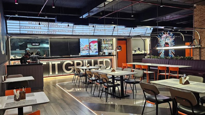 The Grillax restaurant in Thrissur serves grilled dishes, burgers, and continental food